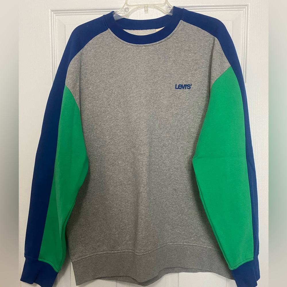 Levi's Gray, Blue, and Green Sweatshirt